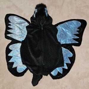 Chosun Black Blue Butterfly Halloween Costume Hooded Youth Size 6-7 Approx 47"